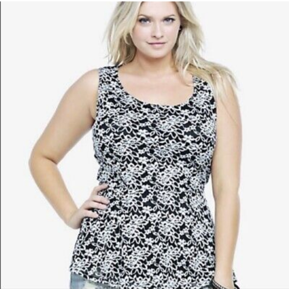 Torrid Black & White Lace Sleeveless Peplum Top Sz 2. 18/20 2X NWOT